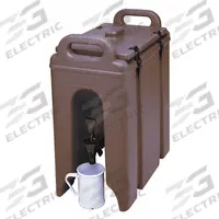 CAMBRO Beverage Dispenser: 2.5 gal, Brown, Polyethylene, Rectangle, 1 Dispensers, EA250LCD131. Key specifications — Material: Polyethylene; Manufacturer Part Number: EA250LCD131; Brand: CAMBRO.