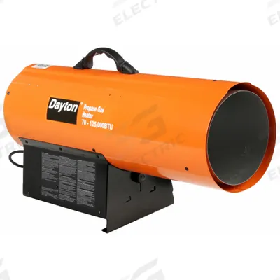Dayton Portable Gas Torpedo Heater: 125,000 BtuH Heating Capacity Output - Direct-Fired Portable Gas Torpedo Heaters