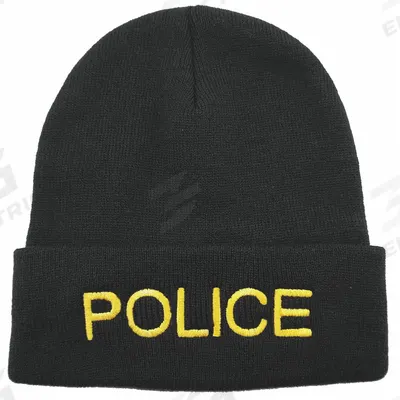 HEROS PRIDE Police Hat: Universal, Black with Gold Lettering - Beanie Hats