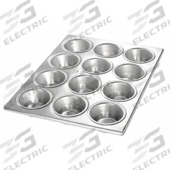 CHICAGO METALLIC Muffin Pan: Aluminum, 12 Slots, 10 3/4 in Overall Wd, 1 3/8 in Overall Dp, Silver (MPN 46120). Key specifications — Pan Style: Cupcake Pan; Brand: CHICAGO METALLIC; Color: Silver; Material: Aluminum; NSF Certified: No; Number of Slots: 12.