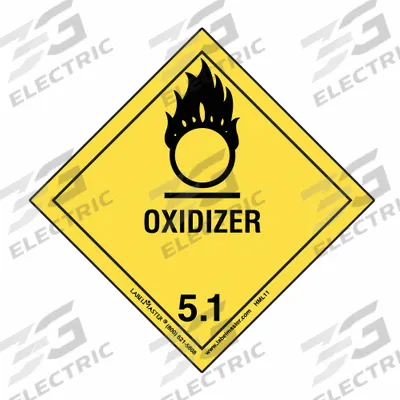 LABELMASTER Container Label: Oxidizer, 4 in x 4 in, 4 in Label Ht, 4 in Label Wd, Paper - Class 5: Oxidizing Agents & Organic Peroxides