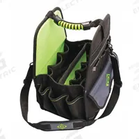 GREENLEE Tool Bag: 11 in W x 11 in D x 17 in H, Black, Polyester, 27 Pockets, 21 Inside Pockets (MPN 0158-24). Key specifications — Color: Black; Brand: GREENLEE; Material: Polyester.