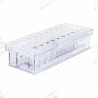 Mag Bead Separation Rack: 14 3/4 in Overall Wd, 3 3/8 in Overall Ht, 6 3/4 in Overall Lg, PETG (MPN MAGBEAD1520). Key specifications — Material: PETG; Mounting Location: Benchtop; Color: Clear; Product Type: Magnetic Bead Separation Racks; Total Holding Capacity: (20) Tubes; Brand: POLTEX.