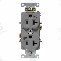 LEVITON Duplex Receptacle Outlet: Duplex, 5-20, Gray, 125V AC, 20 A, 2 Pole / 3 Wire (MPN WBR20-GY)