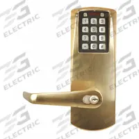 E-PLEX Electronic Keyless Lock: 2 1/4 in Door Thick - Max, Brass (MPN E2067BLL60641). Key specifications — Power Source: (3) AA Batteries.