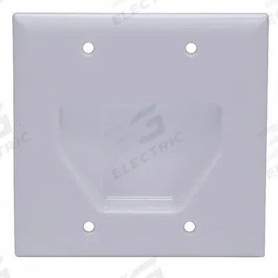 MONOPRICE Audio/Video Wall Plate: White, 2 Gang, 6 Port, Recessed Module, Plastic - Cable-Managing Wall Plates