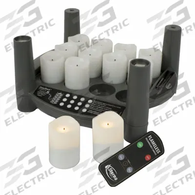 STERNO Flameless Candle: 24 hr Burn Time, Black/White, 9 3/4 in Overall Ht - Candles & Votives