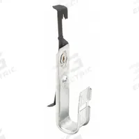 COOPER B-LINE J-Hook: Clip-On with Locking Latch, 3/4 in Max. Bundle Dia., 25 lb Max. Load Capacity (MPN BCH12-W6). Key specifications — Material: Galvanized Steel; Includes Locking Latch: Yes; Color: Silver; Brand: COOPER B-LINE; Mounting Location: Wire; Mounting & Attachment (subhead): Clip-On with Locking Latch.