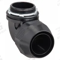 Liquid-Tight Conduit Fitting: Plastic, 1 1/2 in Trade Size, Insulated, 90° Elbow (MPN LT9150P). Key specifications — Insulated: Insulated; Box Connection: 1-1/2 in MNPT; Hazardous Location Rating: Class II, Division 1 and 2, Groups E, F, G; Brand: THOMAS & BETTS.