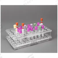 Tube Rack: 5 3/4 in Overall Wd, 2 1/2 in Overall Ht, 10 in Overall Lg, PETG, Clear, (50) Tubes (MPN BLDTUBE50). Key specifications — Material: PETG; Mounting Location: Benchtop; Color: Clear; Product Type: Test Tube Rack; Total Holding Capacity: (50) Tubes; Brand: POLTEX.