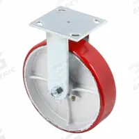 APPROVED VENDOR Plate Caster: Rigid, No Brake, Polyurethane, 8 in Wheel Dia., 2 in Wheel Wd, Slot (MPN P21R-UY080KP-14-001). Key specifications — Brand: APPROVED VENDOR; Wheel/Tread Color: Red; Roll Up: Rigid.