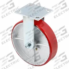 APPROVED VENDOR Plate Caster: Rigid, No Brake, Polyurethane, 8 in Wheel Dia., 2 in Wheel Wd, Slot (MPN P21R-UY080KP-14-001). Key specifications — Brand: APPROVED VENDOR; Wheel/Tread Color: Red; Roll Up: Rigid.