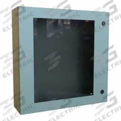 HAMMOND Electrical Enclosure: Steel, 24 in x 24 in x 6 in, NEMA 12/3R/4, Solid with Window Cover (MPN EN4SD24246WGY). Key specifications — Closure Method: 1/4-Turn Latch; Brand: HAMMOND; Knockouts: Not Included.