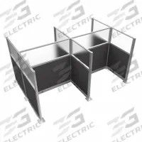 VERSARE Cubicle Kit: 72 in Overall Ht, 48 in_72 in Overall Wd, 8 Panels, Charcoal Gray (MPN HPEK-4P4-S-DGY-FR). Key specifications — Panel Color: Charcoal Gray; Brand: VERSARE; Panel Material: Polycarbonate; Window Style: Frosted.