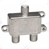 POWER FIRST Cable Splitter: (1) F-Type Female x (2) F-Type Female Splitter, Max. 1,000 MHz, Silver (MPN 4JWT7). Key specifications — Product Type: Audio/Video Splitter; Manufacturer Part Number: 4JWT7; Color: Silver; Brand: POWER FIRST; End 1 Connection Type: F-Type Female; End 2 Connection Type: F-Type Female.