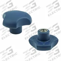 ELESA Hand Knob: 3 Point, M6 Thread, Stud, RAL 5001 Blue, Plastic, SS Thread, 32 mm Dia (MPN 195262). Key specifications — Brand: ELESA.