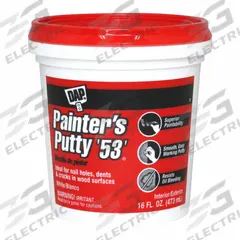 DAP Filler: Painter's Putty, 16 oz Container Size, Pail, White, Wood Filler (MPN 12242). Key specifications — Series: Painter's Putty; Color: White; Finishing Features: Paintable; Brand: DAP.