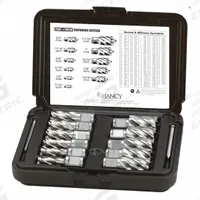 SLUGGER BY FEIN Annular Cutter Set: 2 in Max Cutting Dp, Pilot Pin Included, TiN, High Speed Steel (MPN 63134999019). Key specifications — attr253884: Yes; attr253885: TiN; attr253886: High Speed Steel; attr253887: Weldon Flat; attr253888: Fractional Inch; attr253891: 1-1/16 in; attr277149: SLUGGER BY FEIN.