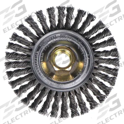 WEILER Wire Wheel Brush: Steel Stringer Bead, 4" Dia x 3/16" Wd, M10 x 1.25 Arbor - Weld-Cleaning Brushes for Carbon Steel