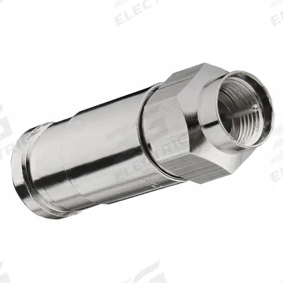 POWER FIRST Coaxial Connector: Male, Connector, Silver, Compression, RG-11, 1 GHz Max Freq - F-Type Coaxial Connectors