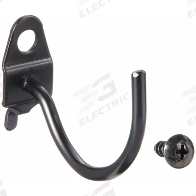 APPROVED VENDOR Curved Pegboard Hook: 1/4 in Peg Hole, For 1 in Pegboard Hole Spacing, Black - Hooks for Round-Hole Pegboard