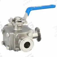 VNE Manual Three-Way Ball Valve: 1 in, 316 Stainless Steel, L Flow, 1,000 psi Max. Pressure (CWP) (MPN EG93CCC-61.0). Key specifications — Brand: VNE; Inlet Connection Entry: Side; Average Surface Roughness (Ra): 20 micron; Handle: Locking Lever.