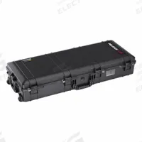 PELICAN Protective Case: 16 3/4 in x 44 in x 8 in, Black, 2 Wheels, 17.26 lb Wt (MPN 1745AIRNF). Key specifications — attr1188351: PELICAN; attr1188334: Plastic; attr1188336: Padlock.