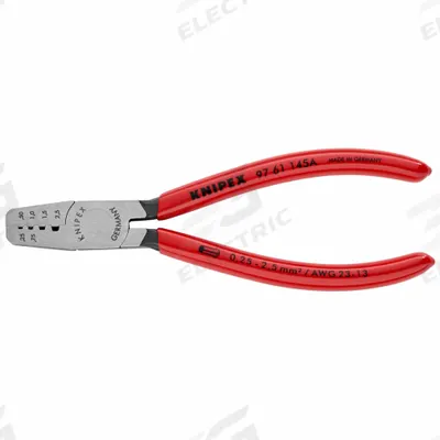 KNIPEX Crimper: Insulated Single Ferrules/Non-Insulated Single Ferrules, Trapezoid Crimp - Pliers-Style Wire Ferrule Crimpers