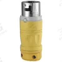 LEVITON Locking Plug: Non-NEMA, White/Yellow, 125V AC, 50 A, 2 Pole, 3 Blade (MPN 6361CR). Key specifications — Brand: LEVITON.