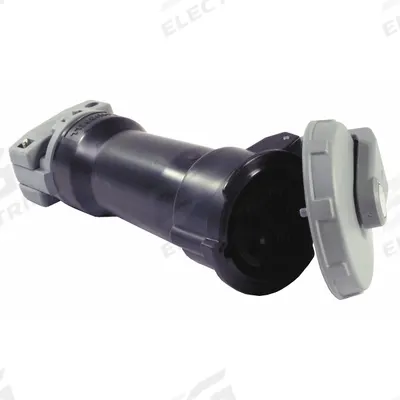 HUBBELL Pin and Sleeve Connector: Black, 347/600V AC, Three Phase, 20 A, 4 Pole - Washdown-Rated Connectors