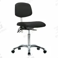 ESD/Cleanroom Task Chair: Vinyl, Armless, Ht Range 21 1/2 in to 29 in, 19 in Seat Wd, 18 in Seat Dp (MPN BR-NECR-MBCH-CR-T1-A0-NF-EC-ESDBLK). Key specifications — Foot Support: No; Back Tilt Backward: 13.5°; Back Tilt Forward: 10.5°; Base Material: Aluminum; Brand: APPROVED VENDOR; Product Type: Cleanroom Task Chair; Cleanroom Class: ISO 5; ESD-Safe: ESD-Safe.