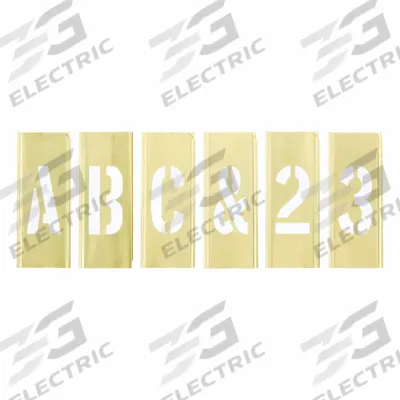 SKILCRAFT Stencil Set: 0 to 9/A to Z/Punctuation, 2 in Character Ht, 1 1/2 in Character Wd - Brass Interlocking Stencil Sets