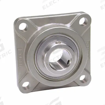 IPTCI BEARINGS 4 Bolt Flange Bearing: Radial Ball, 30 mm Bore, SS, Set Screws - Washdown Flange-Mount Ball Bearings