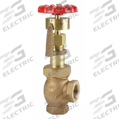 UNITED BRASS WORKS Gate Valve: For Gas/Oil/Steam/Water Media, Bronze, Angle, 3/4 in Pipe Size - Bronze Angle-Body Boiler Blow-Down Globe Valves