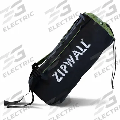 ZIPWALL Carry Bag: Carry Bag, 11 in Wd, 15 in Lg, 23 in Ht, Nylon, Black/Green - Dust Barrier Parts & Accessories