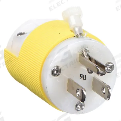 HUBBELL Straight Blade Plug: 5-15P, 125V AC, 15 A, 2 Pole, 3 Blade, Yellow (MPN HBL52CM80C) - General Purpose Plugs