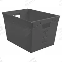 DIVERSI-PLAST Nesting Tote: 67.1 gal, 18 in x 13 in x 12 in, Black, Lid Not Included (MPN 39831L). Key specifications — Nestable: Nesting Capable; Brand: DIVERSI-PLAST; Material: Plastic.