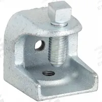Beam Clamp: Iron, 7/8 in, 5/16"-18 Thread Size, 1 11/16 in Overall Lg, 500 lb Load Capacity (MPN 501). Key specifications — Beam Flange Thickness: 7/8 in; Load Capacity: 500 lb; Overall Length: 1-11/16 in; Overall Width: 1-1/2 in; Material: Iron; Finish: Zinc Plated; Thread Size: 5/16"-18; Mounting Style: Clamp On.