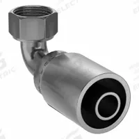 KURT Hydraulic Crimp Fitting: Carbon Steel, 90° Elbow, -10 For Hose Dash Size, Female x Male (MPN FJX90-10-10). Key specifications — Fitting Gender: Female x Male; Fitting Connection Type: JIC x Hose End; Thread Size: 7/8"-14; For Hose Dash Size: -10; Brand: KURT.