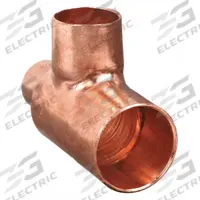 NIBCO Sweat Fitting Tee: 2 in CTS x 1 1/4 in CTS x 1 1/2 in CTS, Cup x Cup x Cup, Wrot Copper (MPN 611RR 2X11/4X11/2)