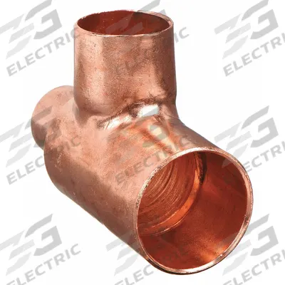 NIBCO Sweat Fitting Tee: 2 in CTS x 1 1/4 in CTS x 1 1/2 in CTS, Cup x Cup x Cup - Wrot Copper Tube Fittings