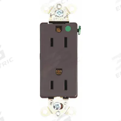 BRYANT Receptacle: Hospital Grade, Decorator Duplex, 5-20R, Brown, 125V AC, 15 A - General Purpose Receptacles