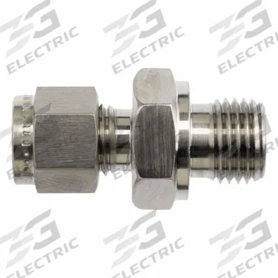 BRENNAN INDUSTRIES Compression Fitting Straight: 1/2 in OD x 3/8 in Pipe Fitting - Clean & Bagged Single-Ferrule Stainless Steel Fittings