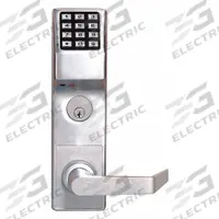 LOCDOWN Electronic Keyless Lock: Proximity and Keypad, ADA Compliant, Chrome (MPN DL6500CRR US26D). Key specifications — Product Type: Electronic Keyless Lock; Manufacturer Part Number: DL6500CRR US26D; Access Method: Proximity and Keypad; Key Override Options: Interchangeable Core; Lever Style: Clutch.