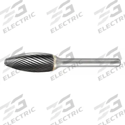 WIDIA Carbide Bur: Flame, SH-05, Single Cut, 1/2" x 1 1/4" Head - Single-Cut Flame Burs