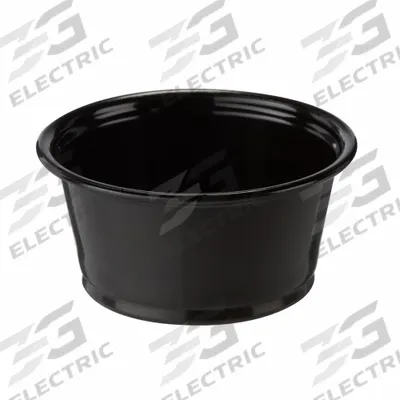 DIXIE Disposable Portion Cup: 2 oz Capacity, Black, Light-Wt, Plastic - Plastic Portion Cups