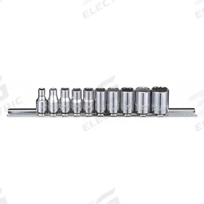 WESTWARD Socket Set: 1/4 in Drive, 10 Piece, 12-Point, SAE - SAE & Metric Socket Sets