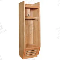 HALLOWELL Gear Locker: 24 in x 24 in x 84 in, Wood, Includes Footlocker, 1 Shelves, 1 Compartments (MPN RL242484-1SB). Key specifications — Locker Door Type: Solid; Includes Hanging Rod: Yes; Security Box Location: Top Compartment; Lock Type: Combination; Locker Color: Red Oak; Frame Assembled: Assembled; Locker Finish: Lacquer; Locker Material: Wood.