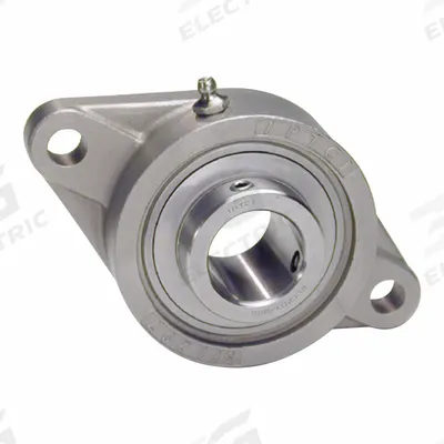 IPTCI BEARINGS 2 Bolt Flange Bearing: Radial Ball, 1 in Bore, SS, Set Screws - Washdown Flange-Mount Ball Bearings