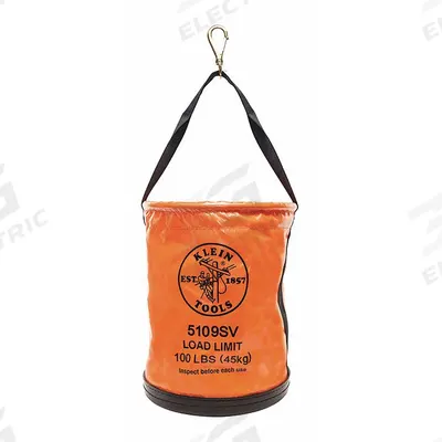 KLEIN TOOLS Bucket Bag: 12 in W x 15 in H, Orange, Vinyl, 0 Pockets - Vinyl Bucket Bags